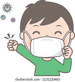 Little boy wearing a mask
