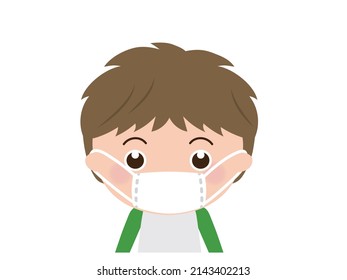 A little boy wearing a mask