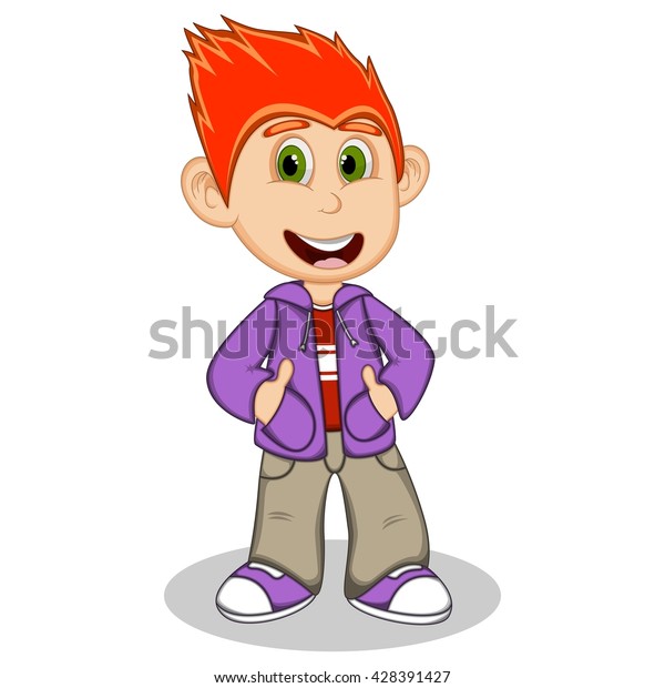 Little Boy Wearing Purple Jacket Gray Stock Vector (royalty Free) 428391427