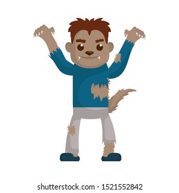 little boy with werewolf costume character vector illustration design