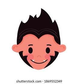 little boy with werewolf disguise head character vector illustration design