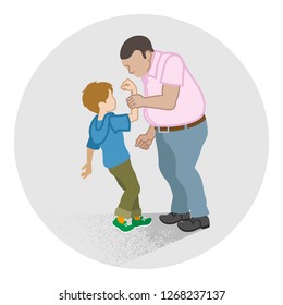 Little boy who is grabbed his arm by the adult man - Child Abuse concept art