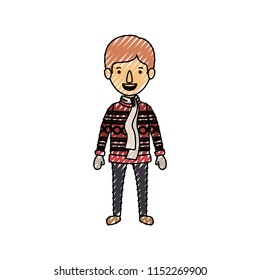 little boy with winter clothes character