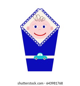 The little boy is wrapped in an envelope diaper.Vector