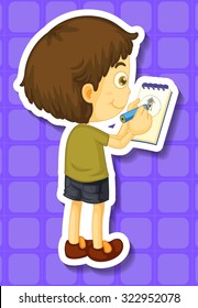 Little Boy Writing Notes Illustration