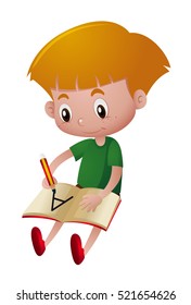 Little boy writing on notebook illustration
