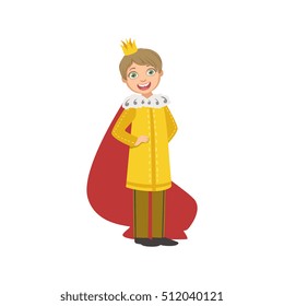 Little Boy In Yellow Gown Dressed As Fairy Tale Prince