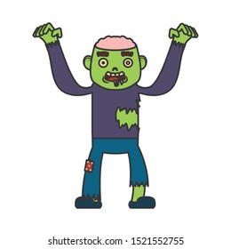 little boy with zombie costume character vector illustration design