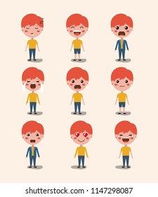 little boys emoticon set kawaii characters