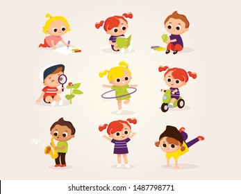 Little boys and girls play. Children's activities.