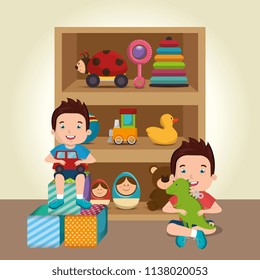 little boys playing with toys characters
