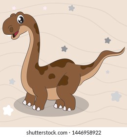 Little Brachiosaurus dinosaur vector cartoon illustration