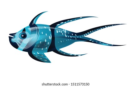 little bright, exotic, tropical fish. Ocean, sea, aquarium. Isolated image. Vector graphics.