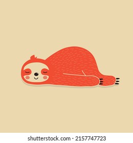 Little bright sloth is resting or sleeping	