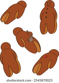 Boxemännchen - the little brioche men, Luxembourg Saint Nicholas sweet for kids. Vector drewing illustration