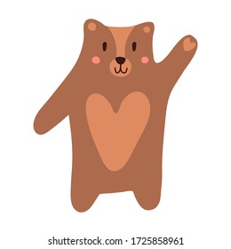 Little brown bear paws isolated white background  Cute print for the design toys  clothes  shoes  goods for children  Wild animal in the Scandinavian stele  Cartoon bear in flat style