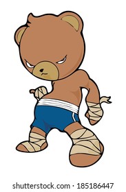 little brown bear Thai boxing cartoon character