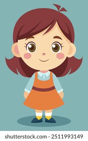 little brown eyed girl vector illustration