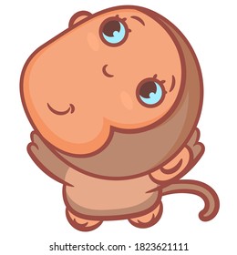 Little brown monkey smiling scene vector cartoon on a white background