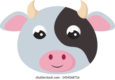 Little bull. illustration, vector on white background.