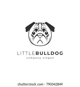 Little bulldog logo template. Pets logo concept