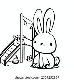Little bunny coloring page line art.