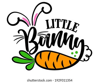 Little Bunny - Cute Easter bunny design, funny hand drawn doodle, cartoon Easter rabbit. Good for Easter clothes, poster or t-shirt textile graphic design. Vector hand drawn illustration.