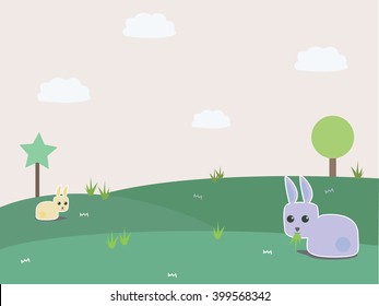 Little bunny in the forest background
