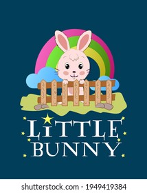 little bunny illustration for easter and kids event, vector background