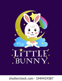 little bunny illustration for easter and kids event, vector background