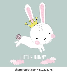 little bunny illustration vector for print