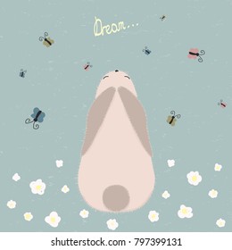 Little bunny with lettering slogan. Vector hand drawn illustration.