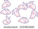 little bunny , rabbit ,cute decorations ,Cute,colorful ,pastel,pixel ,vector ,cartoon ,illustration , art,animals