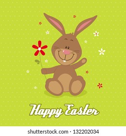 Little bunny with red fower