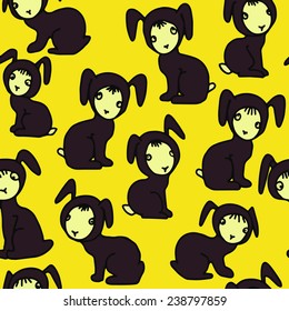 Little bunny, seamless pattern for fabric