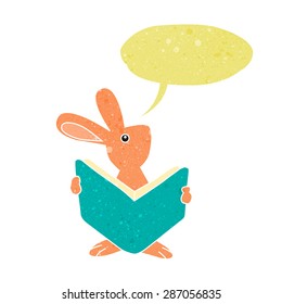  A little bunny sitting down reading a book with beautiful texture.