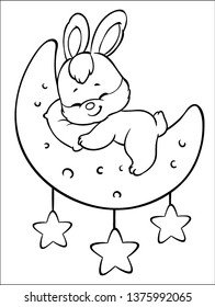 Little bunny sleeping on the moon