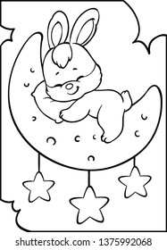Little bunny sleeping on the moon