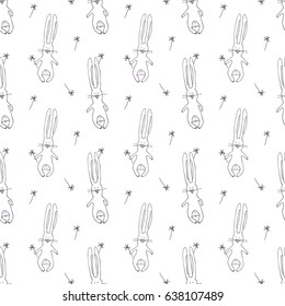 Little bunny. Vector illustration of seamless baby pattern.