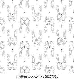 Little bunny. Vector illustration of seamless baby pattern.