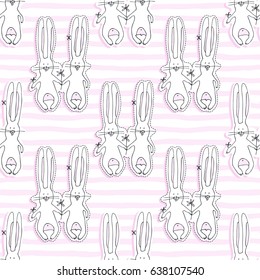 Little bunny. Vector illustration of seamless baby pattern.