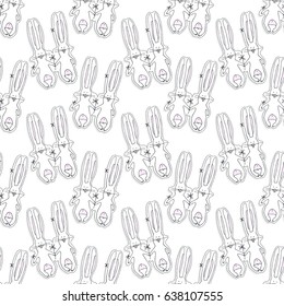 Little bunny. Vector illustration of seamless baby pattern.