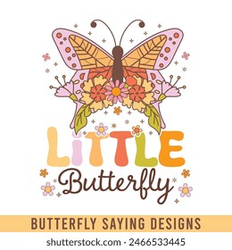 Little butterfly floral retro design, floral retro butterfly designs