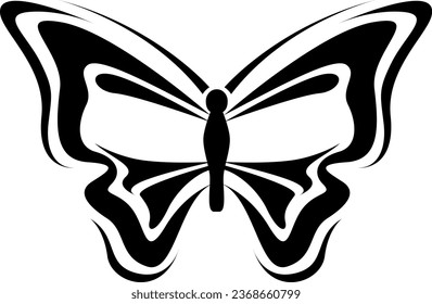 Little butterfly tattoo, tattoo illustration, vector on a white background.