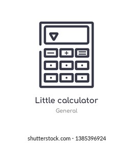 little calculator outline icon. isolated line vector illustration from general collection. editable thin stroke little calculator icon on white background