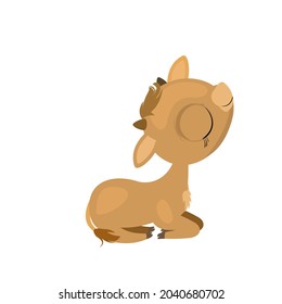 Little calf calf. Cow or bull. Isolated object on a white background. Cheerful kind animal child. Cartoons flat style. Funny. Vector