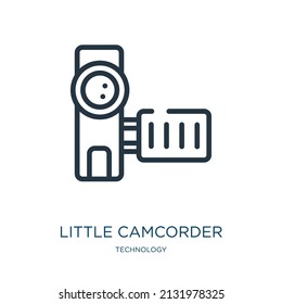 little camcorder thin line icon. gadget, tablet linear icons from technology concept isolated outline sign. Vector illustration symbol element for web design and apps.