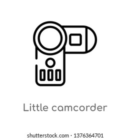 little camcorder vector line icon. Simple element illustration. little camcorder outline icon from technology concept. Can be used for web and mobile