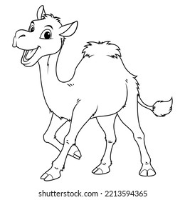 Little Camel Cartoon Animal Illustration BW