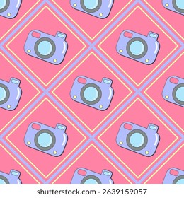 little camera seamless pattern vector background wallpaper fabric textile